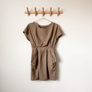 System Olive Poplin Cotton Dress